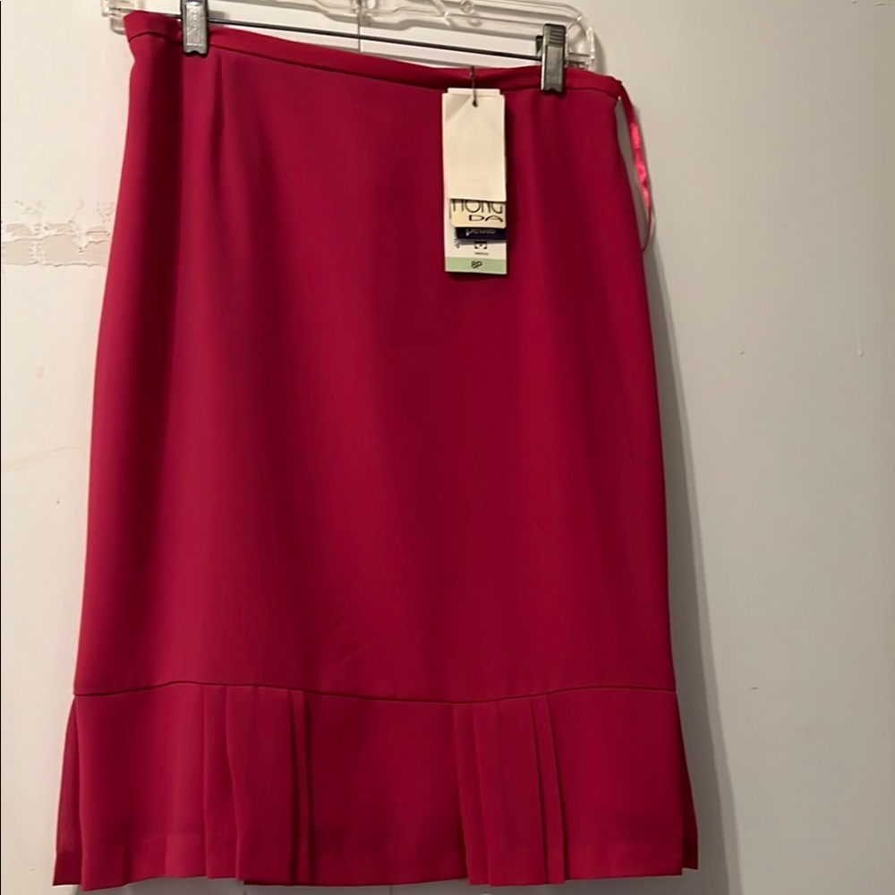 Danny & Nicole Red Pleated Pencil Skirt Knee-Length